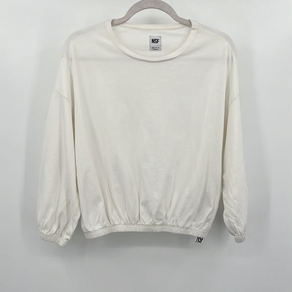 NSF Annelise Shirred Hem Bubble Top in White XS - Picture 4 of 9